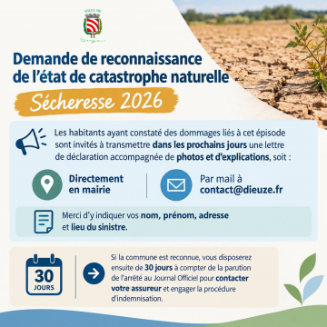 Sécheresse 2026 – demande de reconnaissance de catastrophe naturelle